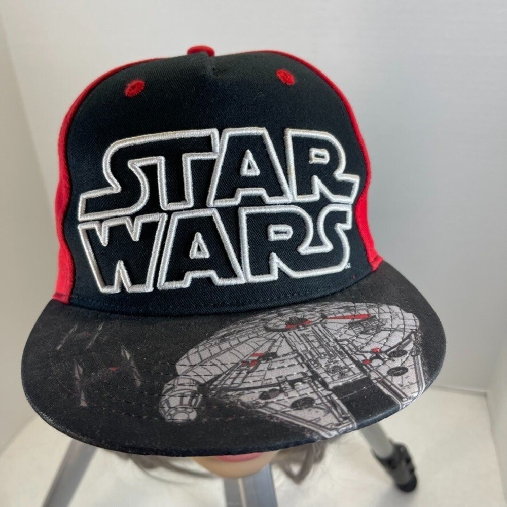 Star Wars Hat Cap Snapback Black Red Millennium Falcon Youth Streetwear Rare - Picture 1 of 6